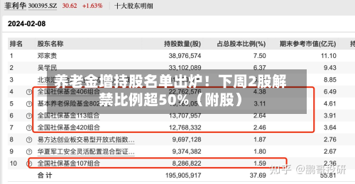 养老金增持股名单出炉！下周2股解禁比例超50%（附股）-第1张图片