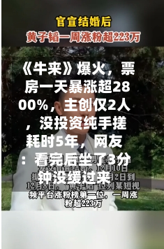 《牛来》爆火，票房一天暴涨超2800%，主创仅2人，没投资纯手搓耗时5年	，网友：看完后坐了3分钟没缓过来-第2张图片