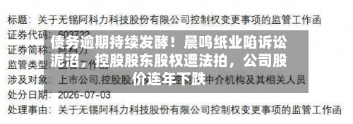 债务逾期持续发酵！晨鸣纸业陷诉讼泥沼	，控股股东股权遭法拍，公司股价连年下跌-第3张图片