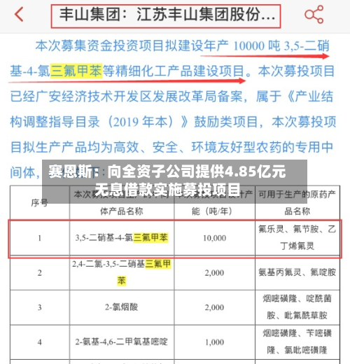 赛恩斯：向全资子公司提供4.85亿元无息借款实施募投项目-第1张图片