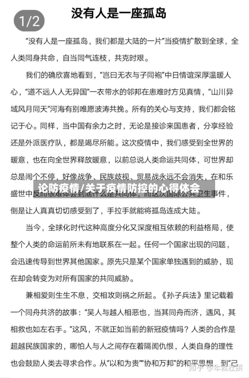 论防疫情/关于疫情防控的心得体会-第1张图片