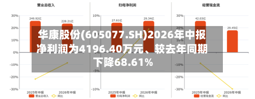 华康股份(605077.SH)2026年中报净利润为4196.40万元	、较去年同期下降68.61%-第1张图片