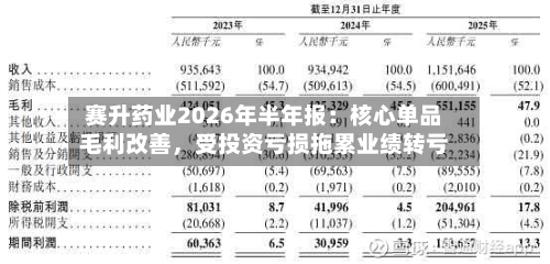 赛升药业2026年半年报：核心单品毛利改善，受投资亏损拖累业绩转亏-第1张图片