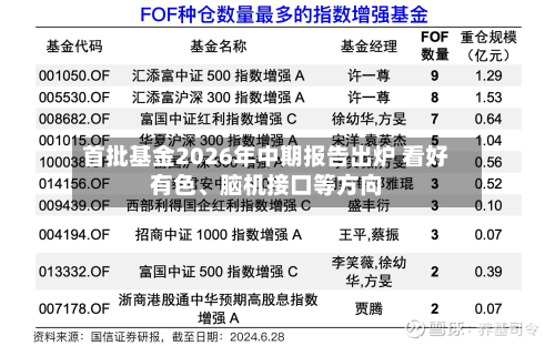 首批基金2026年中期报告出炉 看好有色、脑机接口等方向-第1张图片