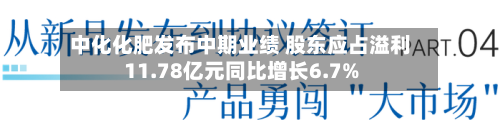 中化化肥发布中期业绩 股东应占溢利11.78亿元同比增长6.7%-第1张图片