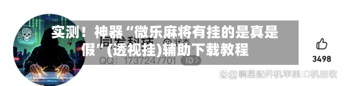 实测！神器“微乐麻将有挂的是真是假”(透视挂)辅助下载教程-第1张图片