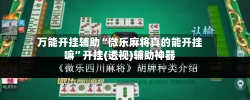 万能开挂辅助“微乐麻将真的能开挂嘛	”开挂(透视)辅助神器-第2张图片