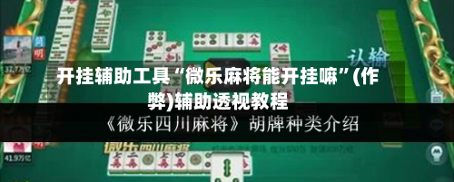 开挂辅助工具“微乐麻将能开挂嘛”(作弊)辅助透视教程-第1张图片