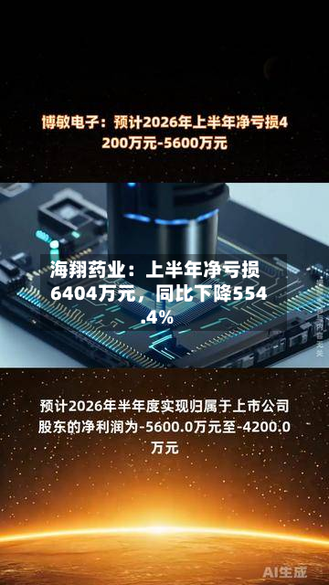 海翔药业：上半年净亏损6404万元	，同比下降554.4%-第1张图片
