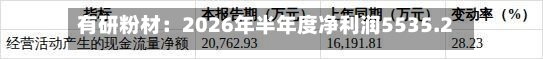 有研粉材：2026年半年度净利润5535.2万元 同比增长54.79%-第1张图片