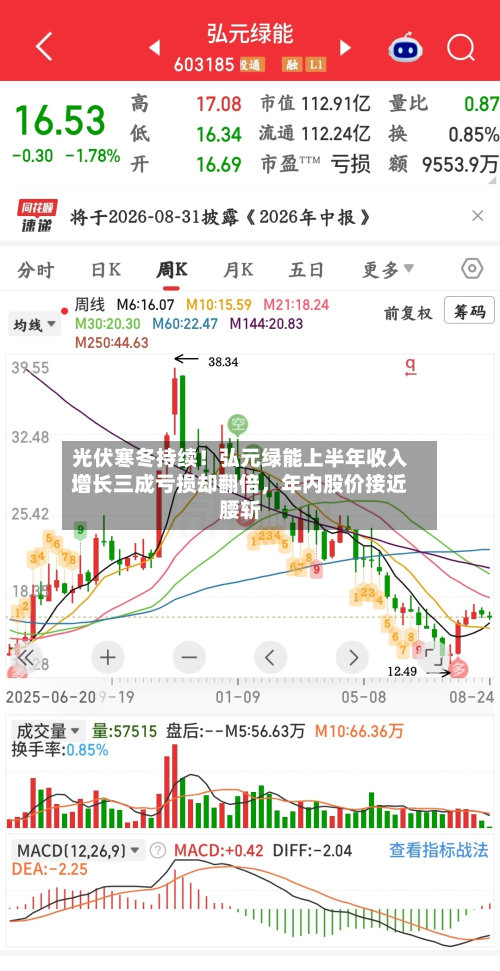 光伏寒冬持续！弘元绿能上半年收入增长三成亏损却翻倍	，年内股价接近腰斩-第2张图片