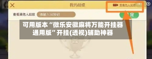 可用版本“微乐安徽麻将万能开挂器通用版”开挂(透视)辅助神器-第1张图片