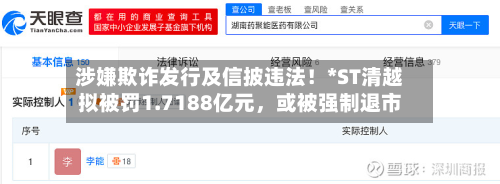 涉嫌欺诈发行及信披违法！*ST清越拟被罚1.7188亿元	，或被强制退市-第1张图片