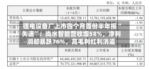 锂电设备厂上市四个月首份半年报“失速	”：尚水智能营收增58%，净利润却暴跌76%	，高毛利红利消退-第2张图片