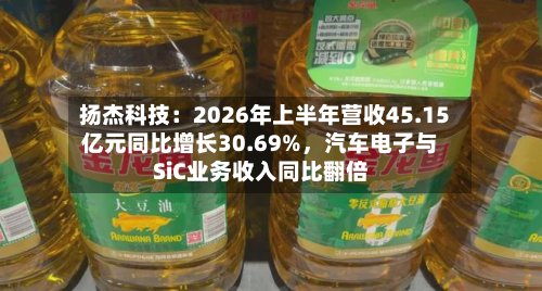 扬杰科技：2026年上半年营收45.15亿元同比增长30.69%	，汽车电子与SiC业务收入同比翻倍-第1张图片