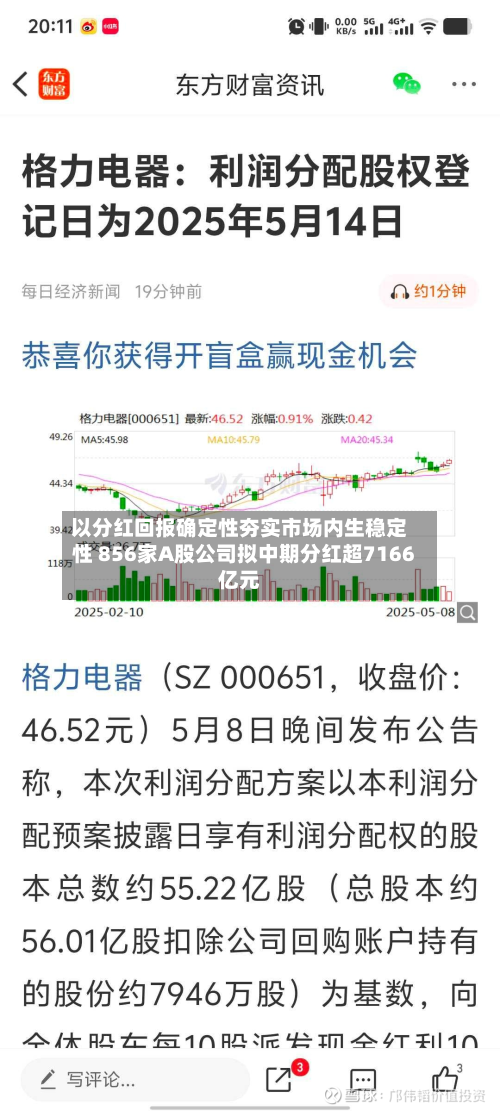 以分红回报确定性夯实市场内生稳定性 856家A股公司拟中期分红超7166亿元-第2张图片