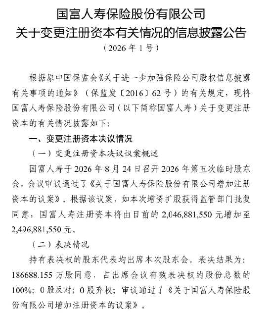 国富人寿：拟增资5.4亿元，增资方唯品会、广投金控均为现有股东